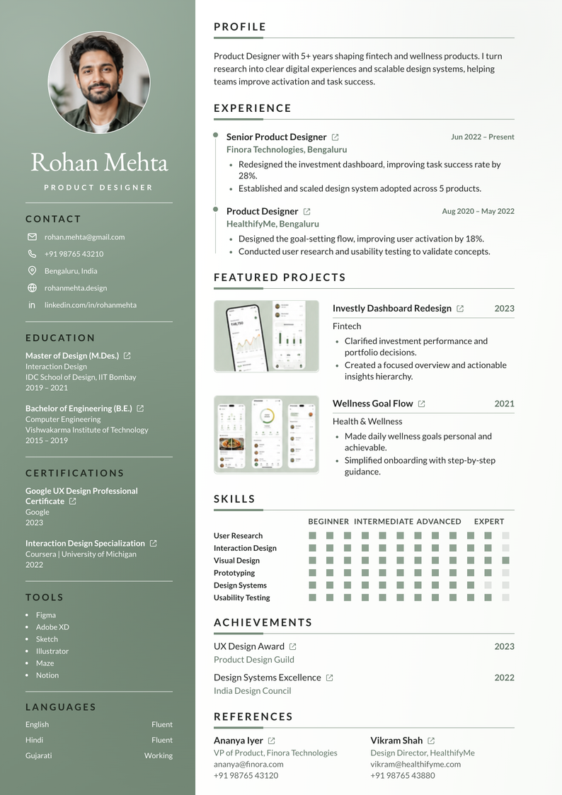 CVNoble template preview