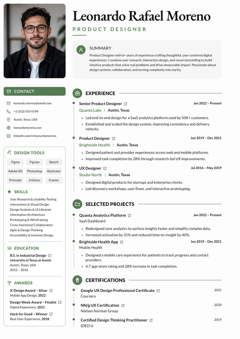 CVNoble template preview